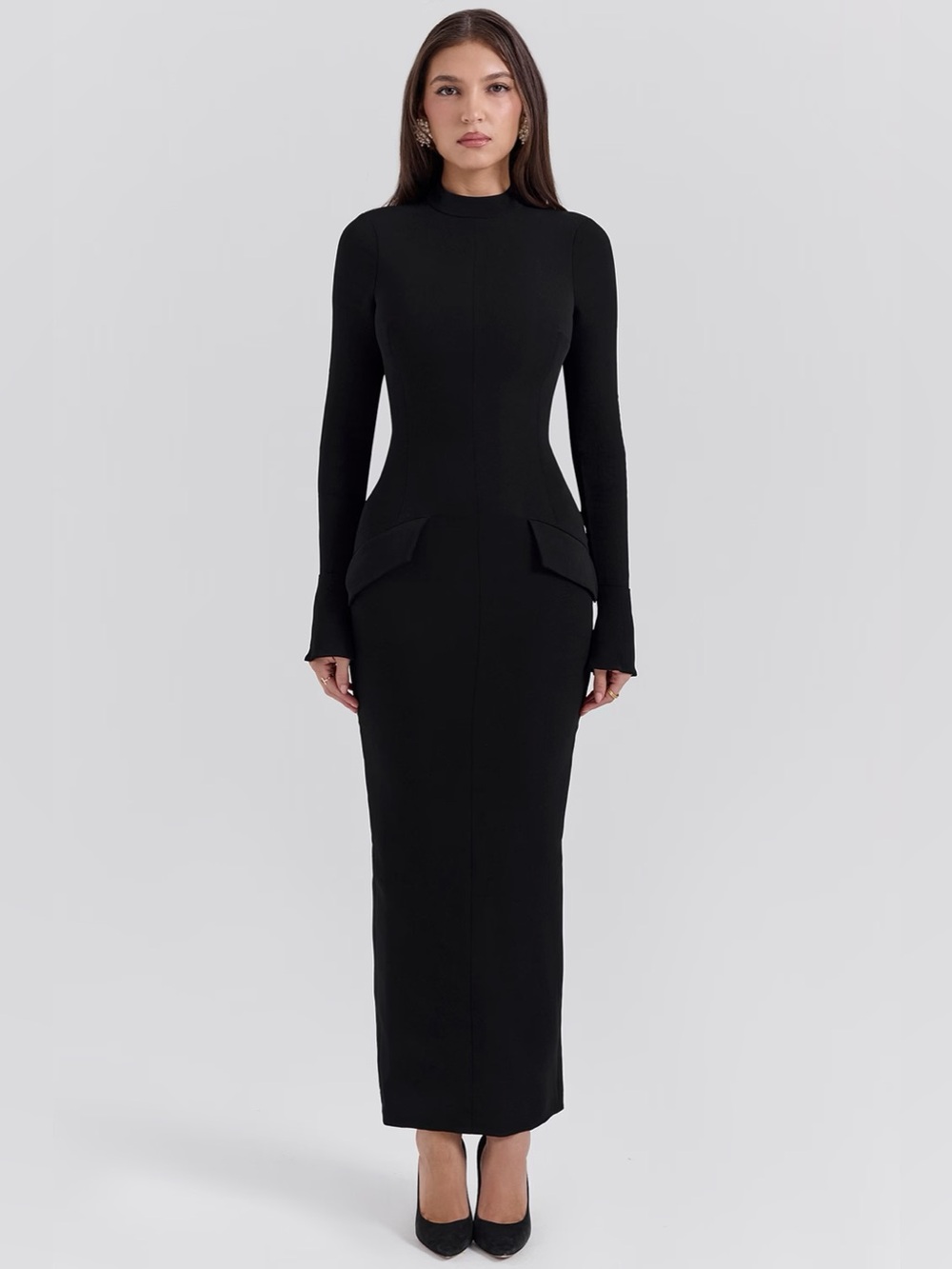 House of CB Marie Louise Mock Neck Long Sleeve Womens XS Minimalist Classic